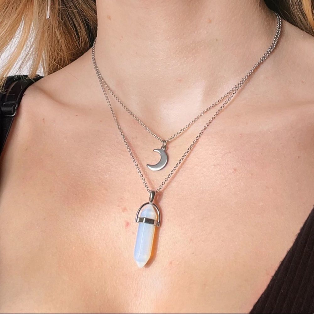 NWT The Crystal Babes Magic Necklace - The Confident (Opalite) - Silver